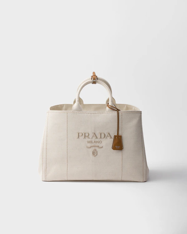 Prada Jardinière extra stor bomullblandad handväska