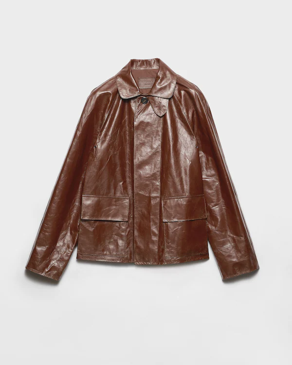 Läderblousonjacka med vintageutseende