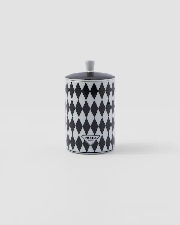 Porcelanskärl med doftande ljus - Schackmönster