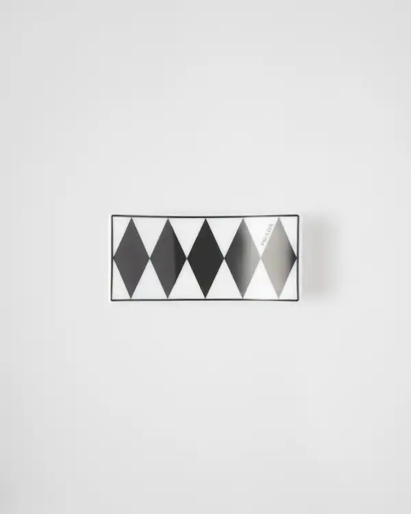 Par av två porcelens choppställ - Schackmönster