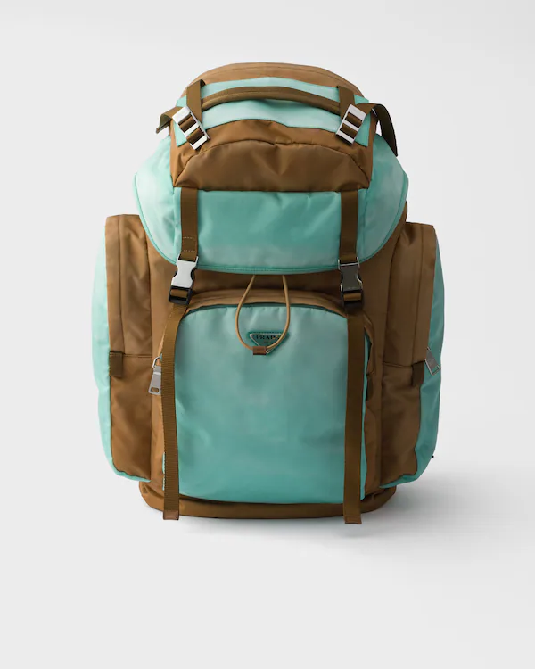Stor re-Nylon- och Saffianoleatherbackpack
