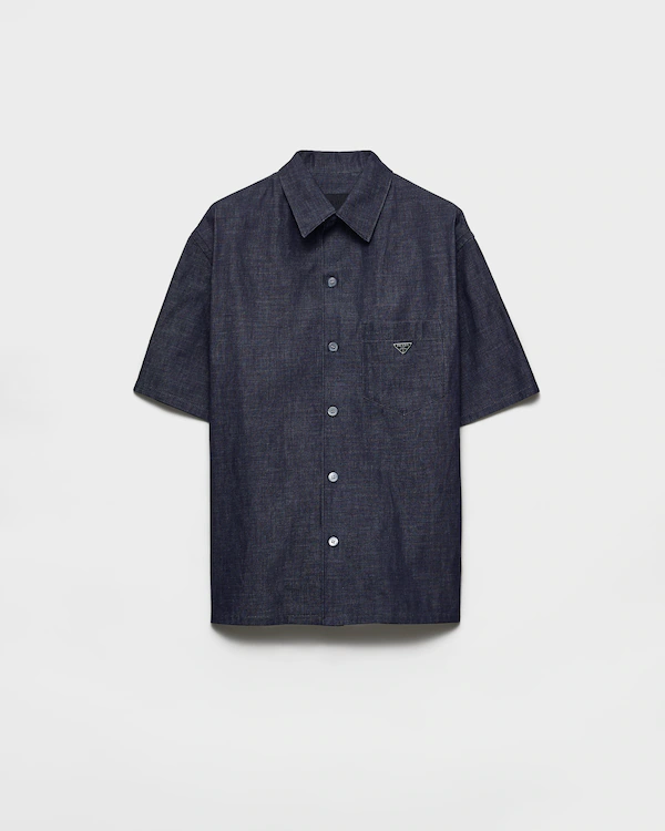 Kortärmad chambray-denimskjorta