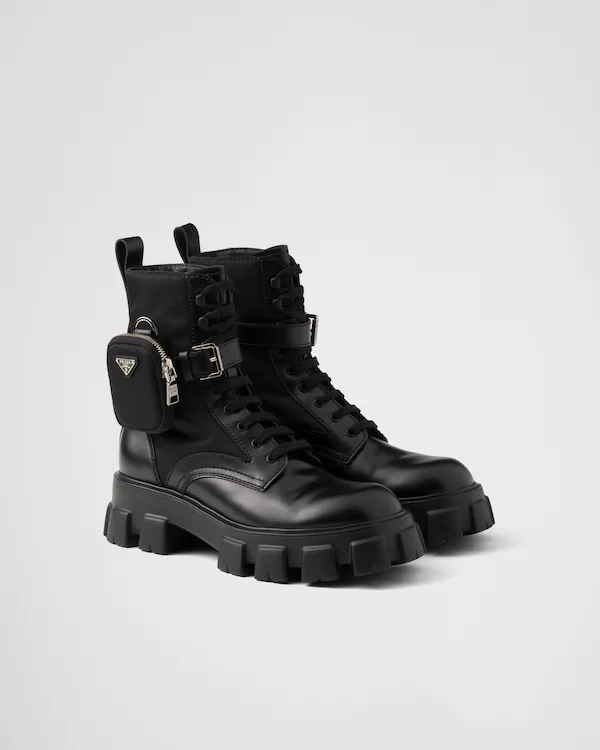 Monolit-matt läder och Re-Nylon-stövlar med ficka