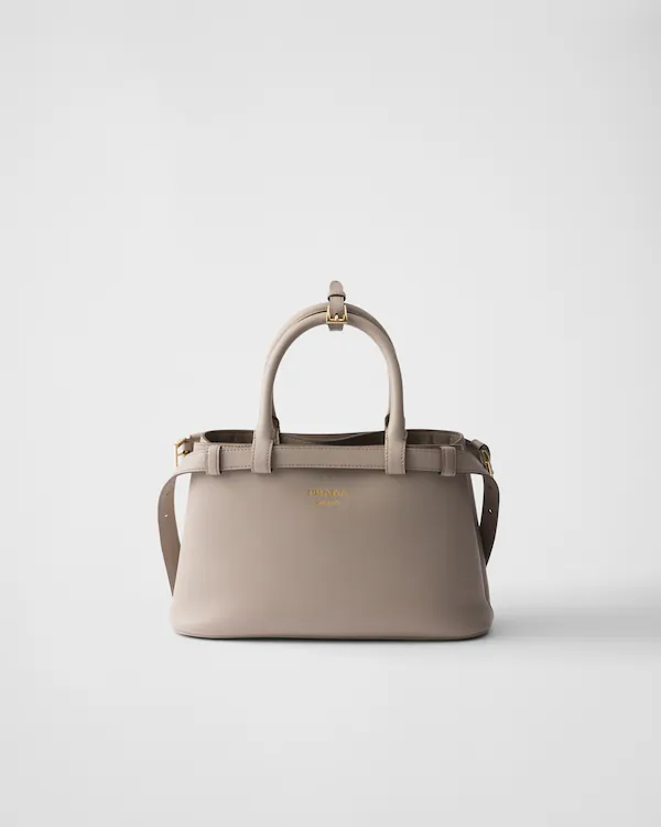 Prada Buckle liten läderhandväska med dubbel bälte