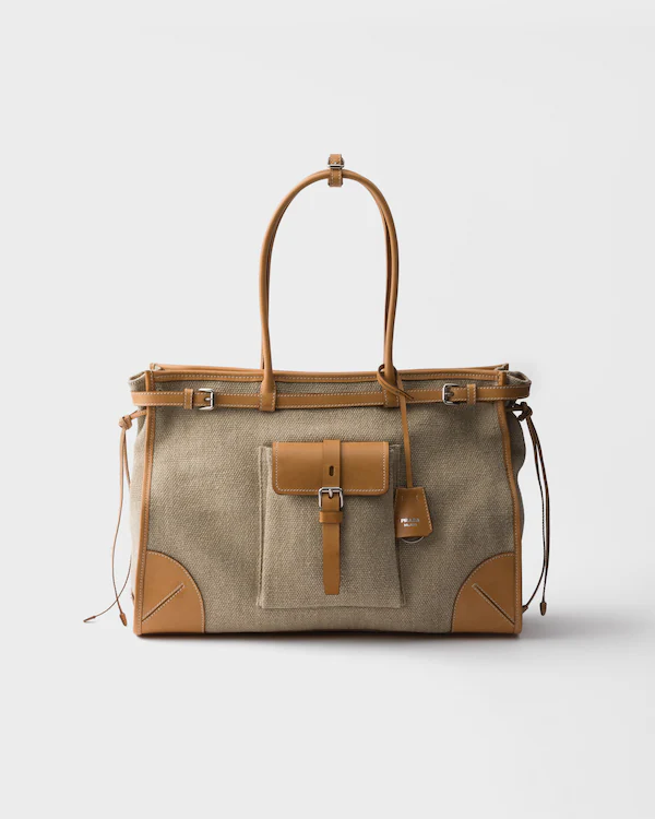 Prada Bonnie linen- och läderbagage