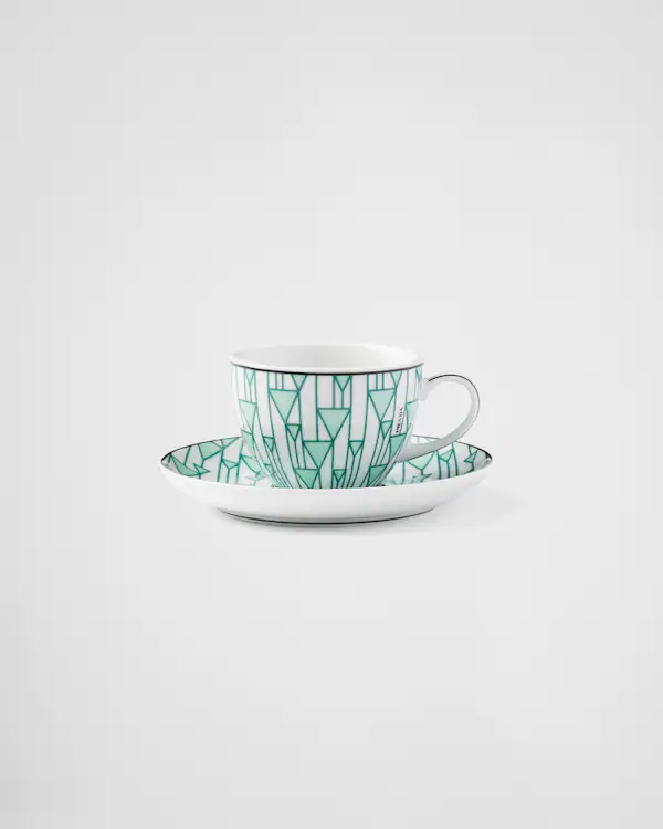 Ett set med fyra porcelens espresso-koppar - Wien Grön