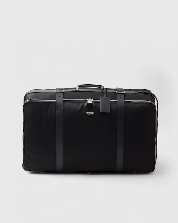Medium re-Nylon- och Saffianoledderbagage