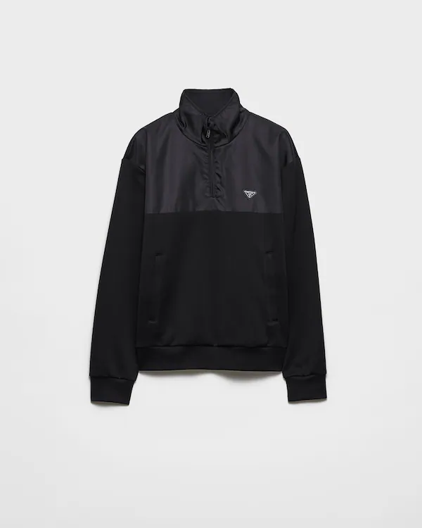 Cottonflanell halvdragskjorta med Re-Nylon-avslutningar