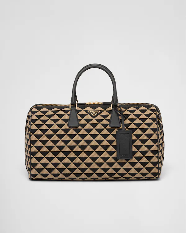 Medium Prada Symbole stickad tygresväska