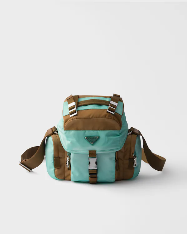 Antikvit re-nylon och läder skuldrabag
